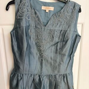 Tory Burch Light Blue Embroidered Top